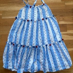 Tommy Bahama girls red white blue Pom Pom dress sleeveless 7
